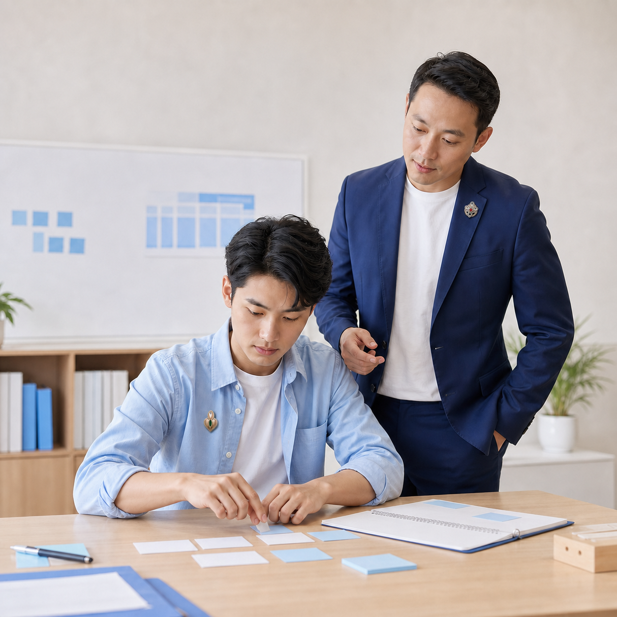 成长级学员与佩戴领军级徽章的带教老师