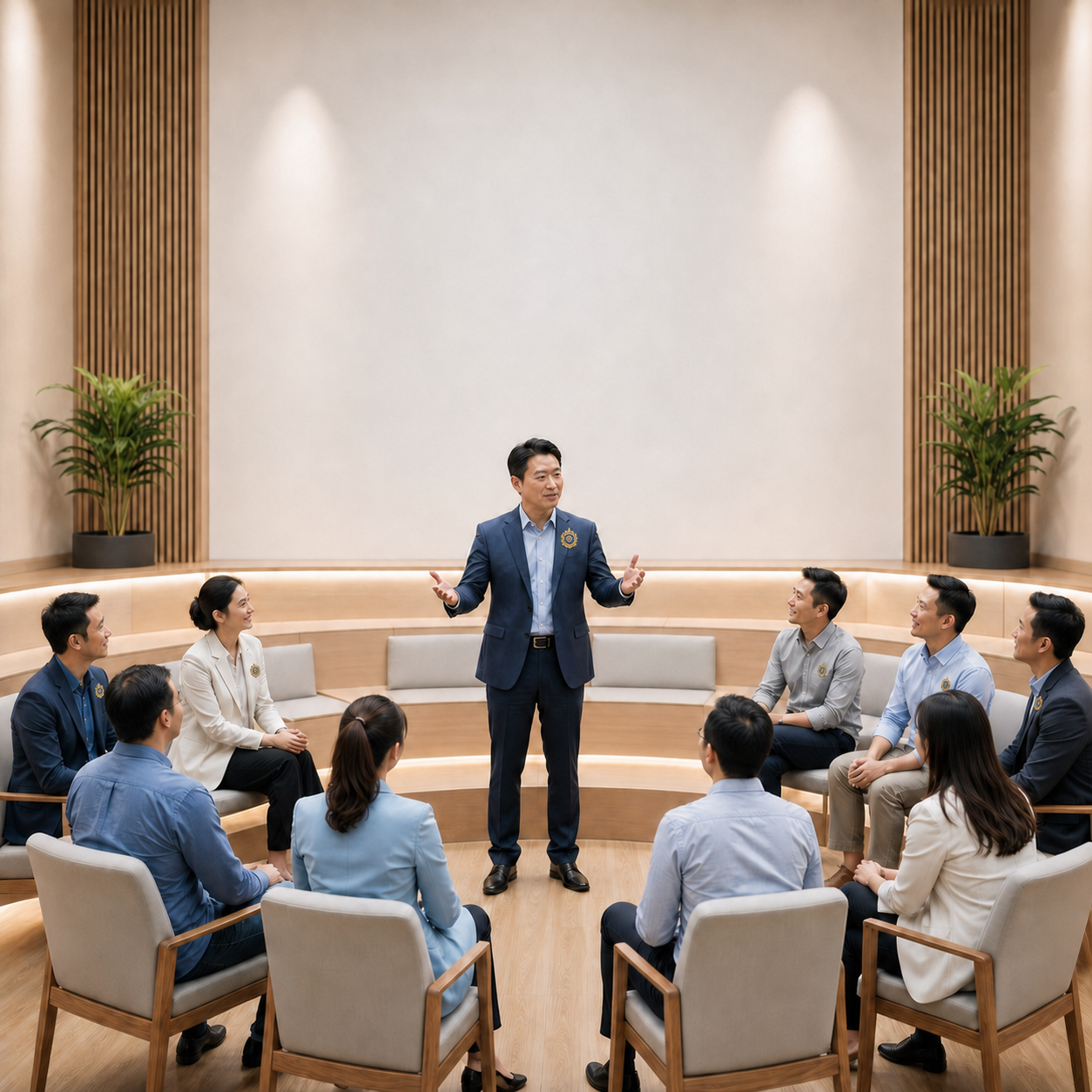 领军级参与学员与佩戴领袖级徽章的授课老师