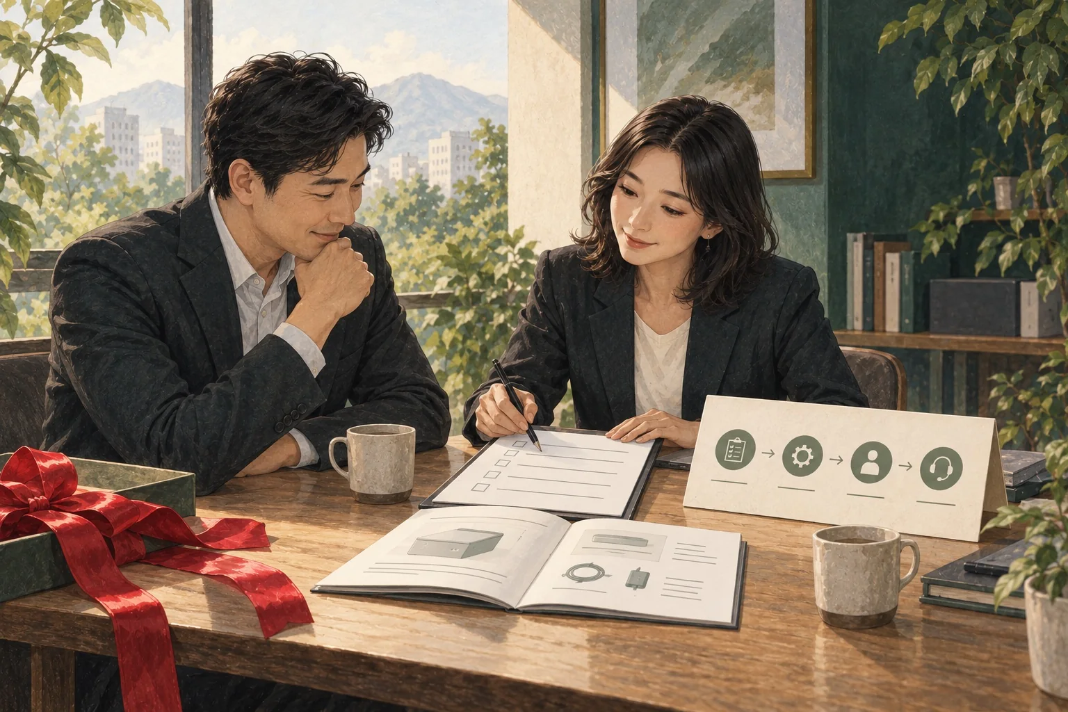 作出决定以后，服务人员继续帮助对方完成第一步并找到支持入口