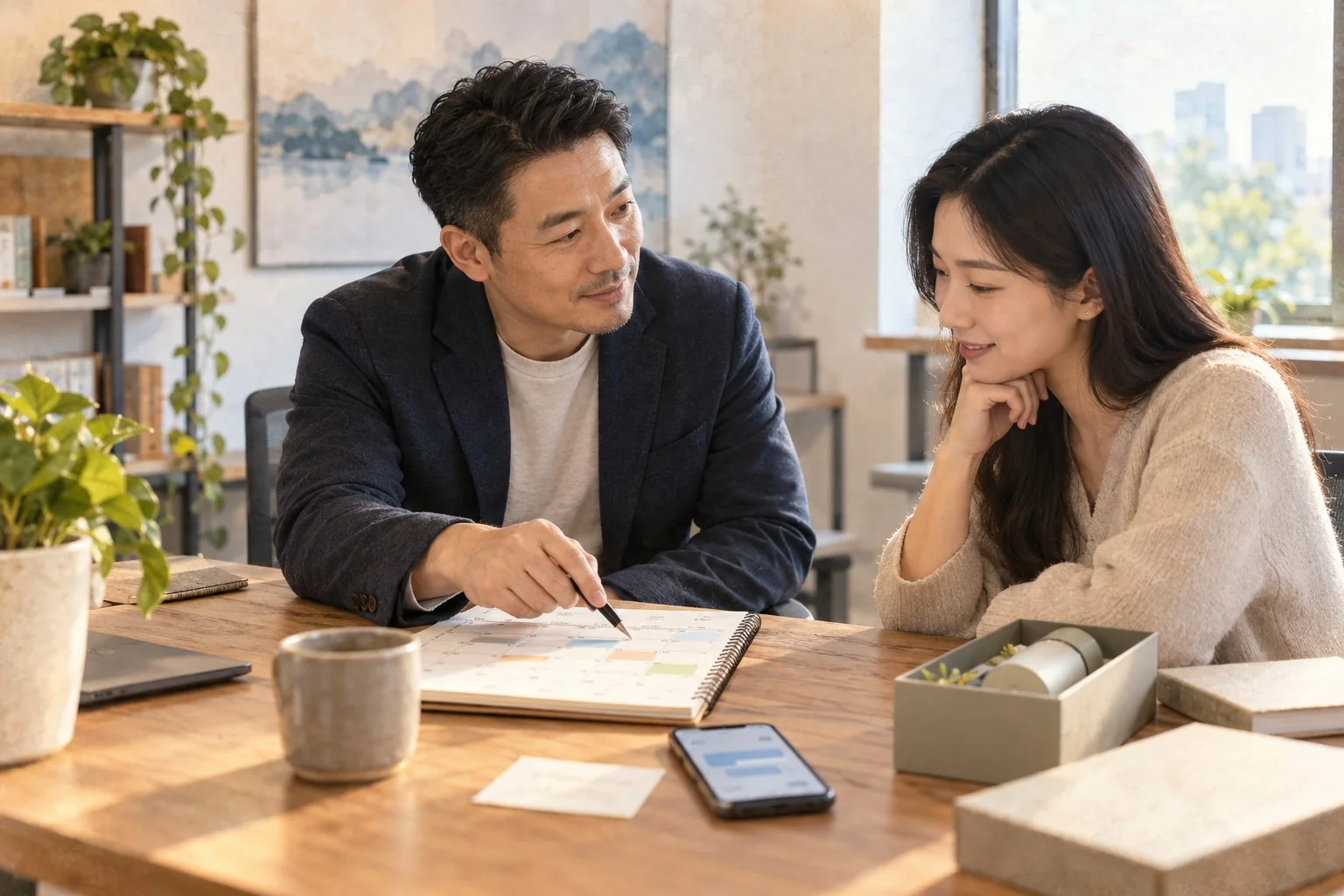 跟进者与伙伴根据日历、产品和上次记录设计下一次有内容的联系